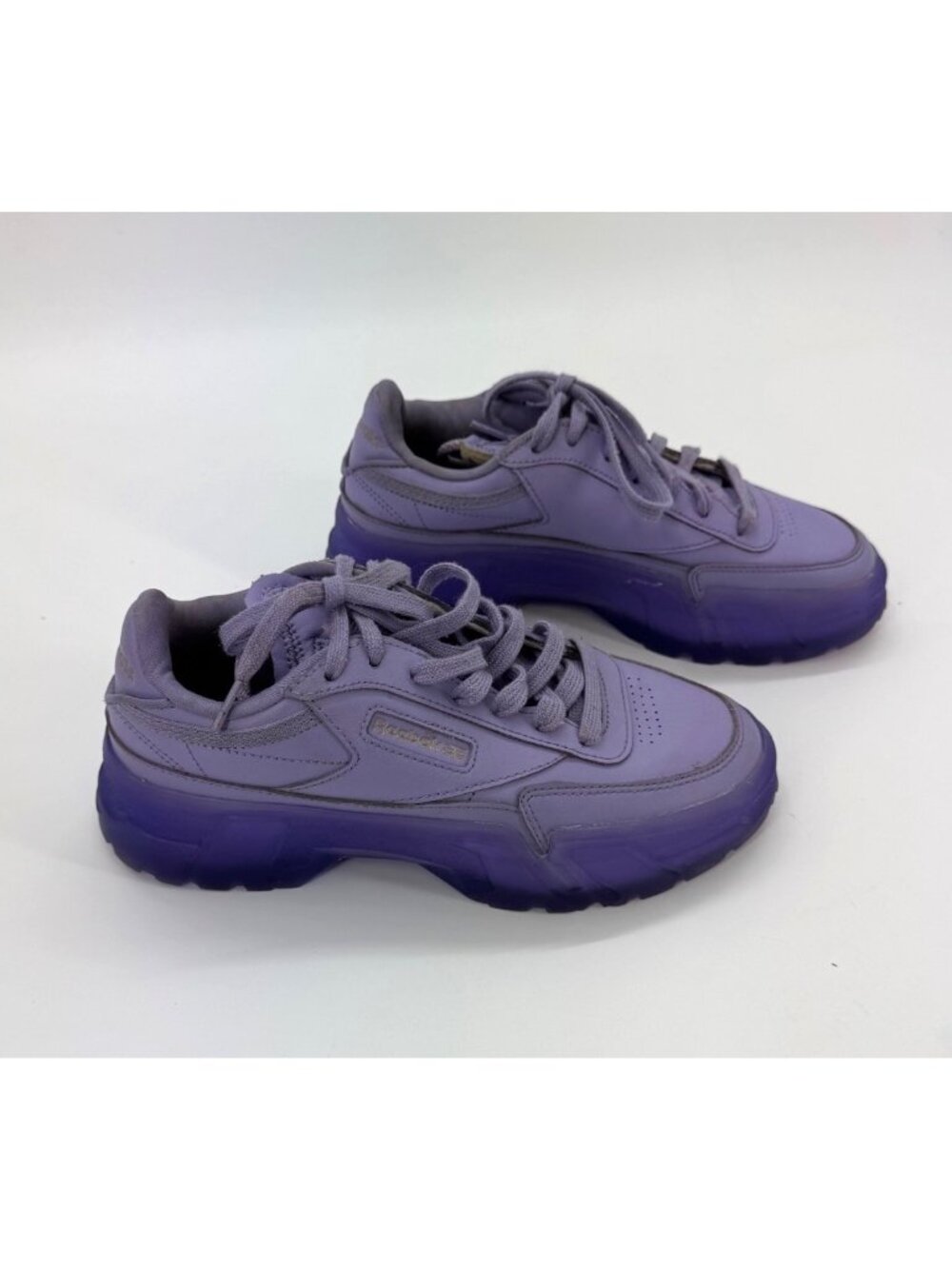 Reebok Club C Cardi B Youth Crisp Purple Chunky Platform Sneakers Size 5 USA - Picture 12 of 12